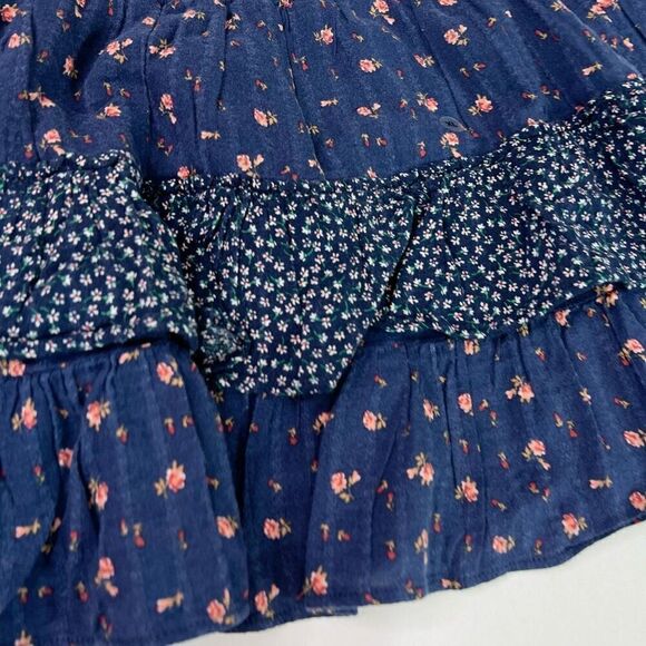 American Eagle Skirt Womens XL Blue Floral Print Tiered Mini Skirt NWT Boho - Picture 4 of 9